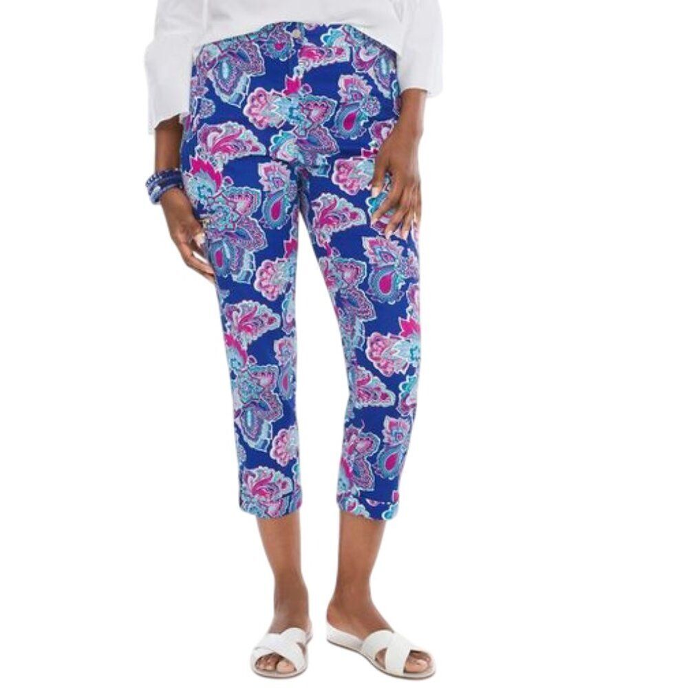 Chico's Crop High Rise Ankle Pants Women's 1.5 Paisley
